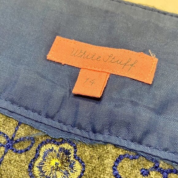 White Stuff gray skirt with embroidered flowers and little elephants, 14 - Picture 8 of 8